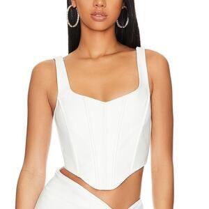 LaMarque Tabia Corset Top *READ Off-White Leather Bustier Boned Sleeveless Sz XS